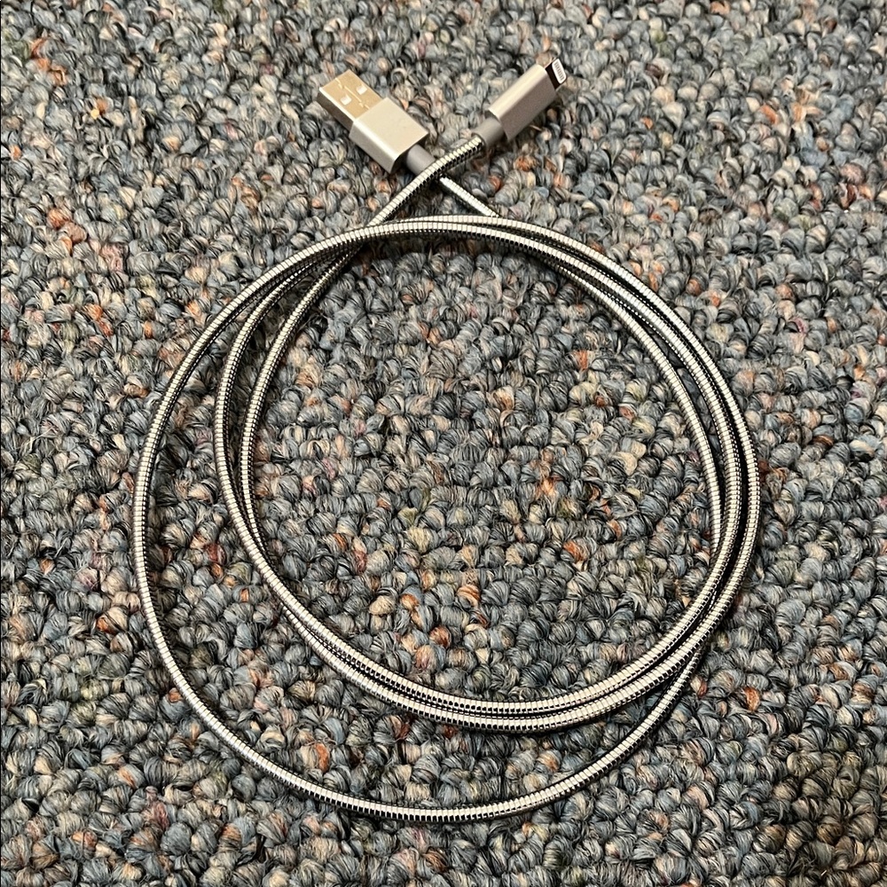 Reinforced Braided Lightning to USB Cable — Metallic Silver for older iPhones